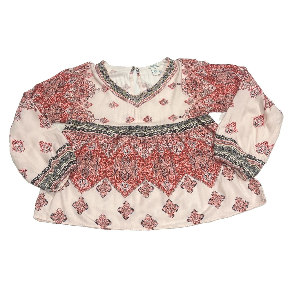 Sundance Blouse Fair Isle Multicolor Long Sleeve Cottagecore Peasant Boho XS